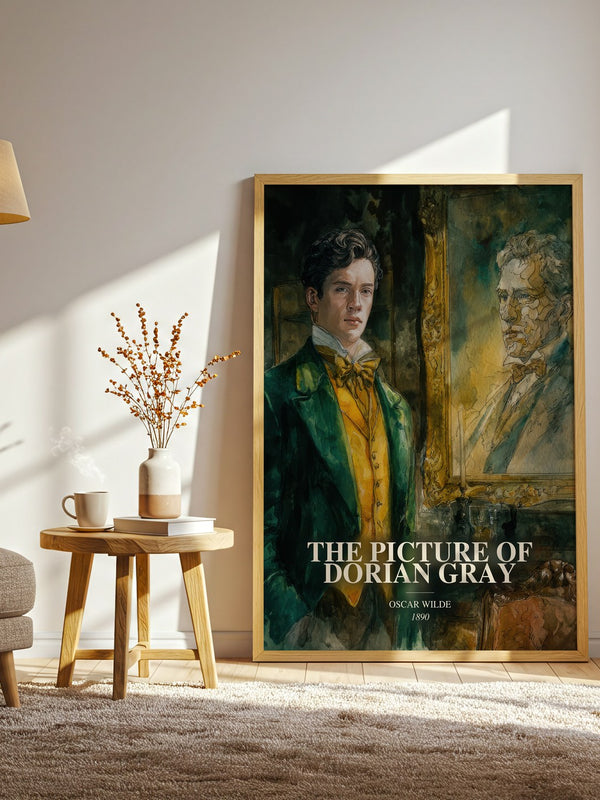 The Picture Of Dorian Gray watercolour print in frame leaning in hallway – gothic wall art
