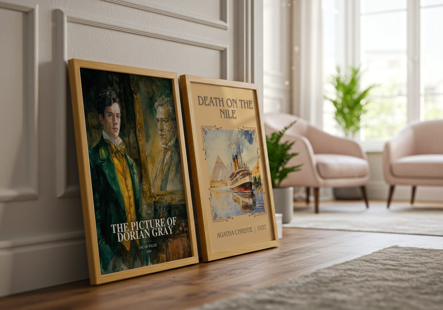 The Picture Of Dorian Gray watercolour print framed by window – literary home decor