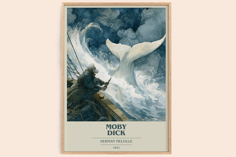 Moby Dick Book Cover Poster by Herman Melville (Modern Minimalist style)