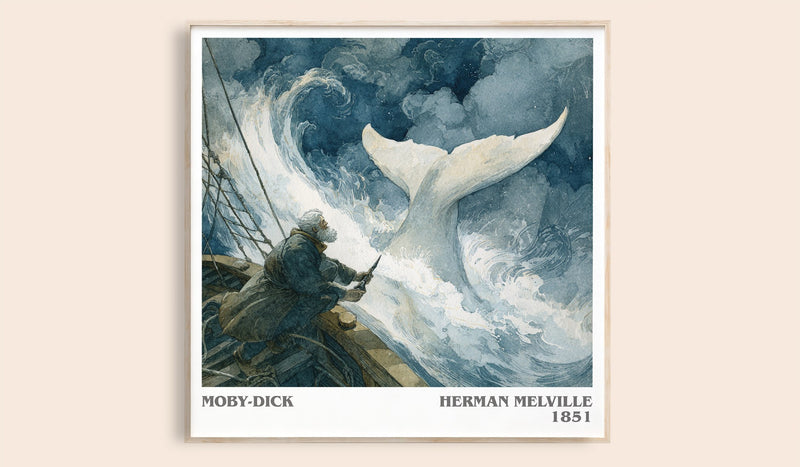 Moby Dick Literary Art Print by Herman Melville (Square style)