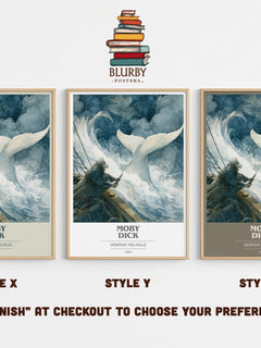 Moby Dick Book Cover Poster by Herman Melville – Style X, Y and Z side by side – choose your finish