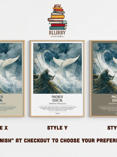 Moby Dick Bookish Wall Art by Herman Melville – Style X, Y and Z side by side – choose your finish