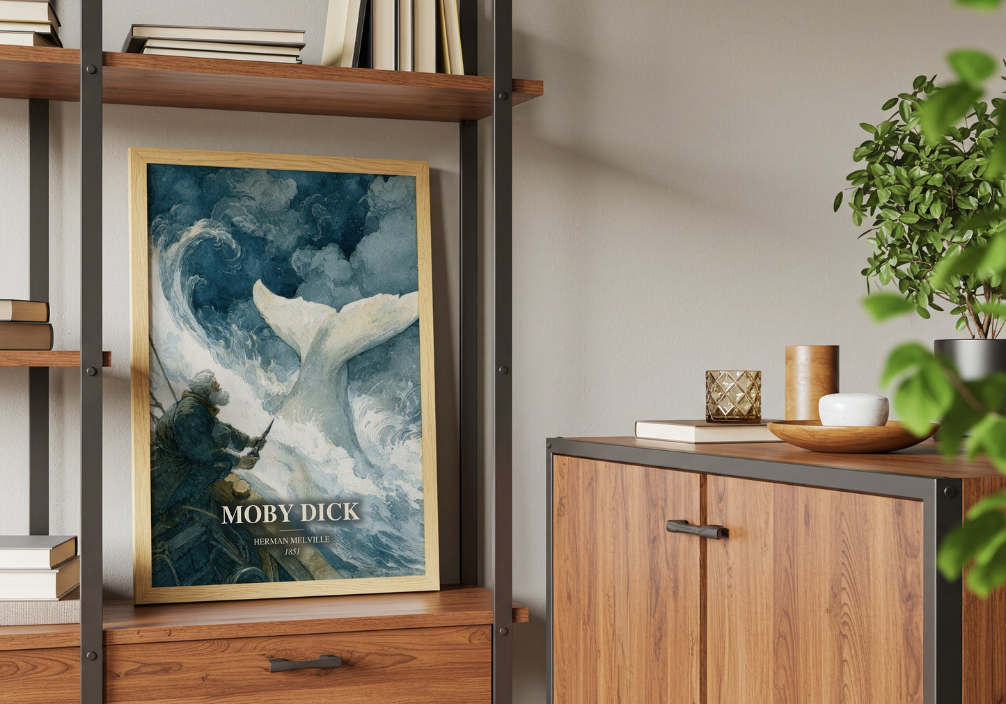 Moby Dick book watercolour illustration paper finish options – matte satin gloss