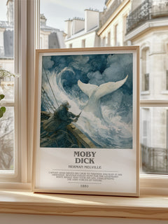 Moby Dick Bookish Wall Art by Herman Melville – framed print by a bright window