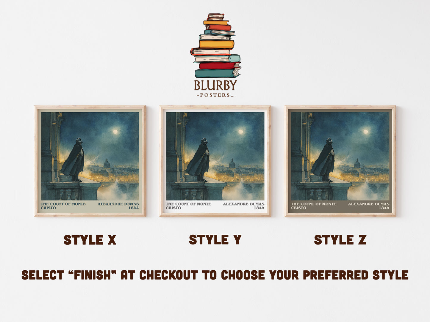 The Count of Monte Cristo literary art print colour and style options – Alexandre Dumas book art
