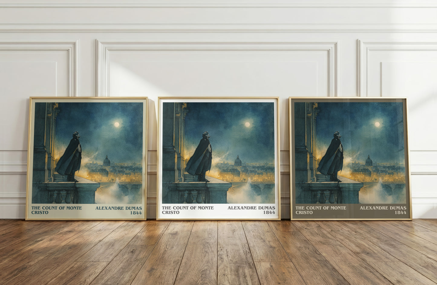 The Count of Monte Cristo literary print framed by window – literary home decor