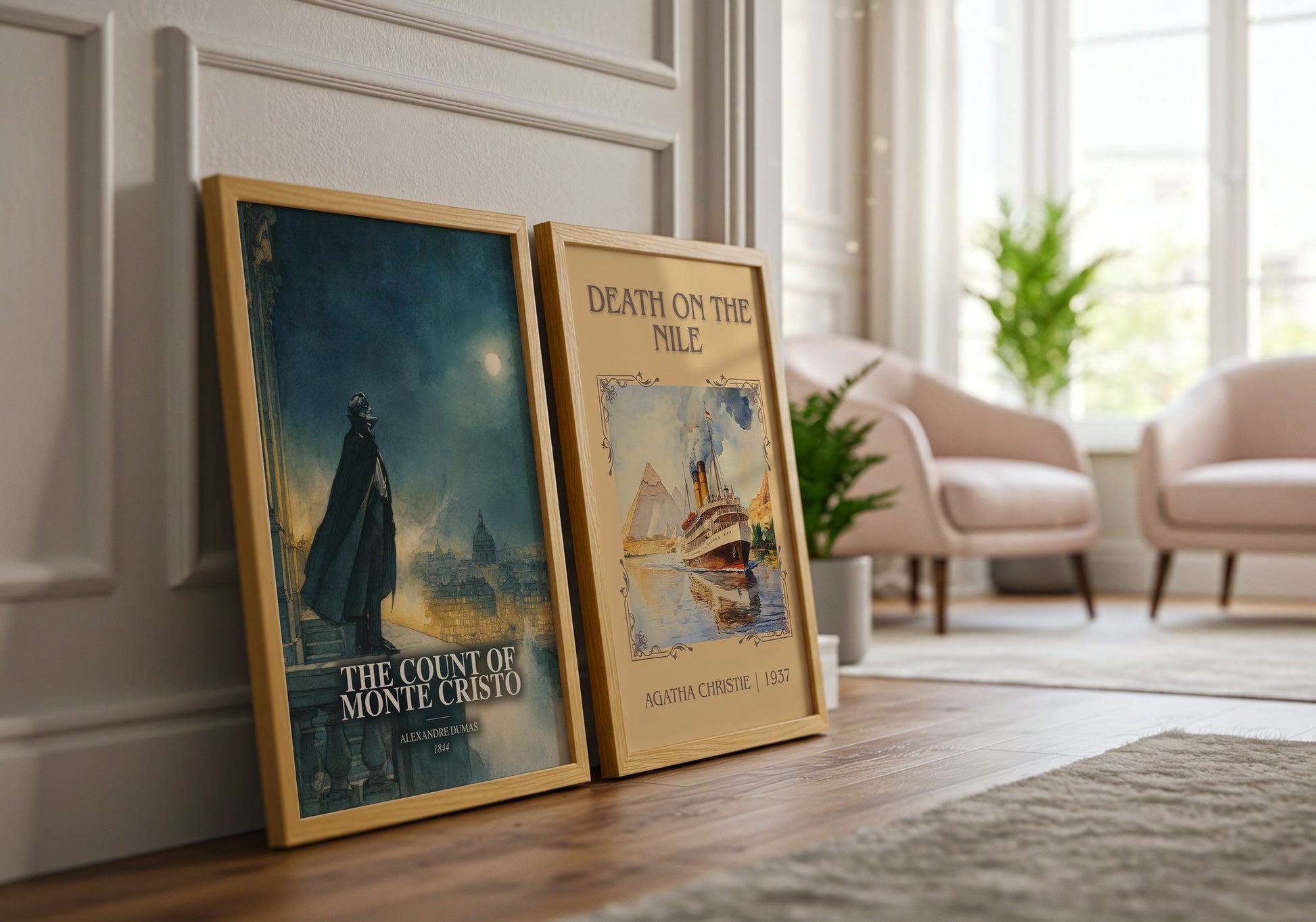 The Count Of Monte Cristo watercolour print framed by window – literary home decor