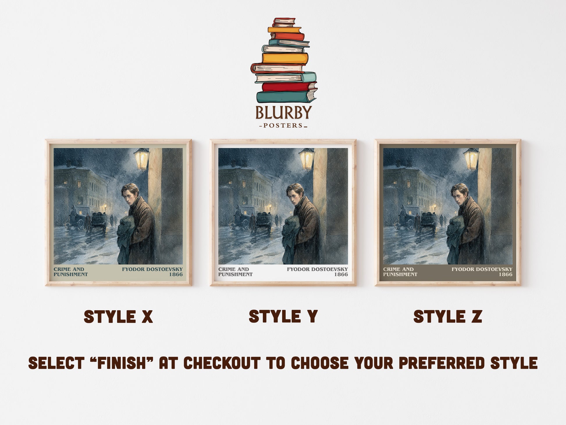 Crime And Punishment literary art print colour and style options – Fyodor Dostoevsky book art