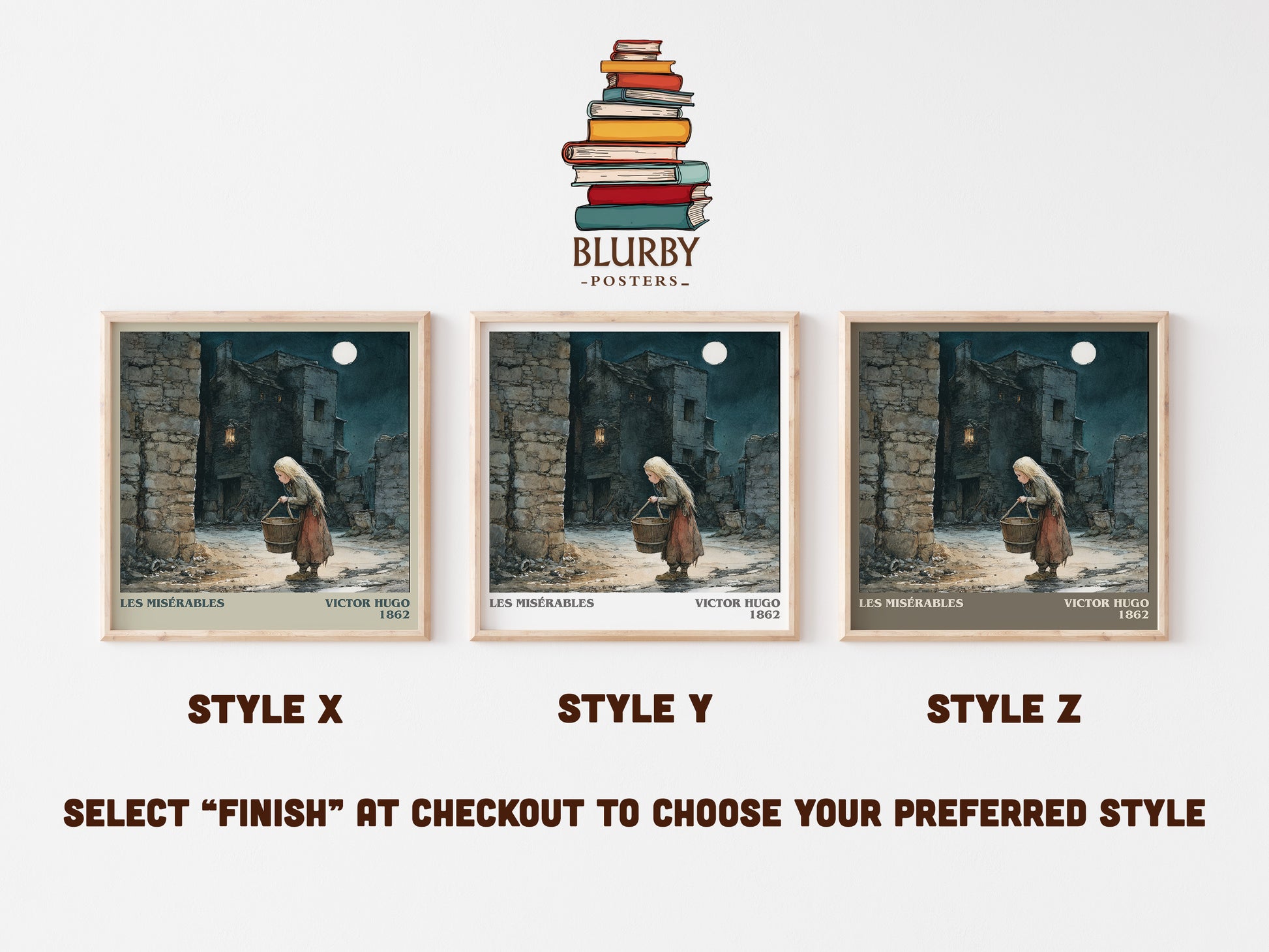 Les Misérables literary art print colour and style options – Victor Hugo book art