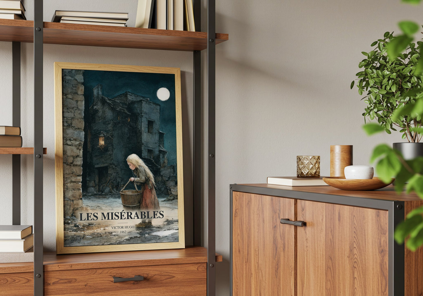 Les Misérables book watercolour illustration paper finish options – matte satin gloss
