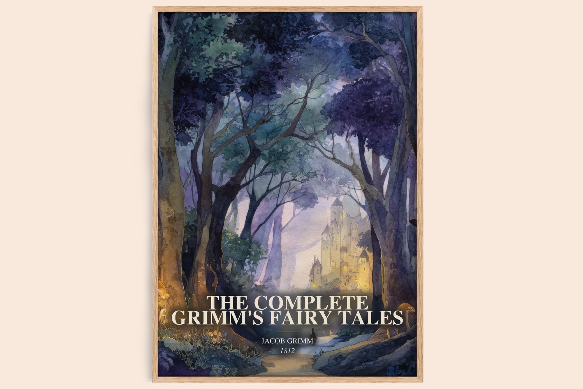 The Complete Grimm'S Fairy Tales watercolour book poster by Jacob Grimm – framed literary art print