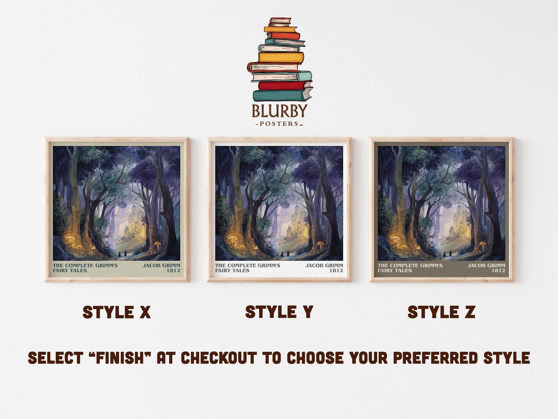The Complete Grimm's Fairy Tales literary art print colour and style options – Jacob Grimm book art