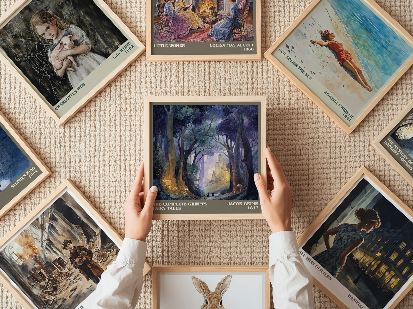 The Complete Grimm's Fairy Tales literary print on bookshelf – Jacob Grimm fan gift