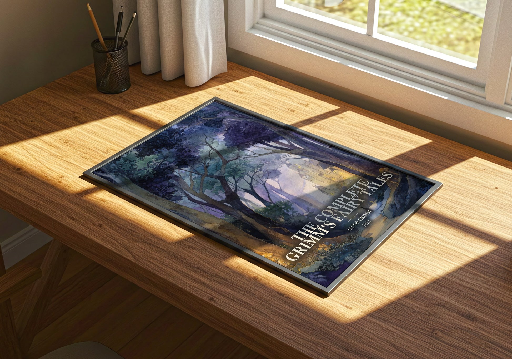 The Complete Grimm'S Fairy Tales watercolour book poster framed on wall – childrens wall art