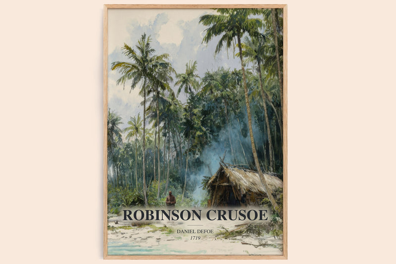 Robinson Crusoe Book Watercolour Illustration by Daniel Defoe (Edge style)