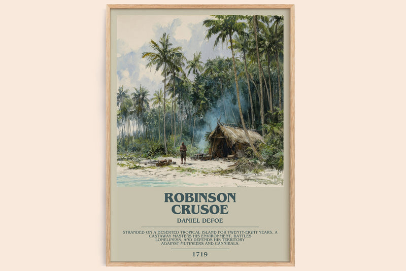 Robinson Crusoe Bookish Wall Art by Daniel Defoe (Modern style)