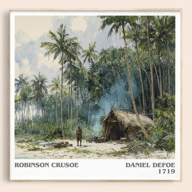 Robinson Crusoe Literary Art Print by Daniel Defoe