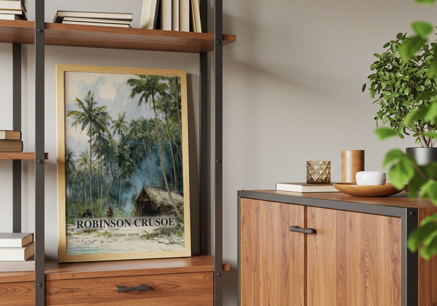 Robinson Crusoe book watercolour illustration paper finish options – matte satin gloss