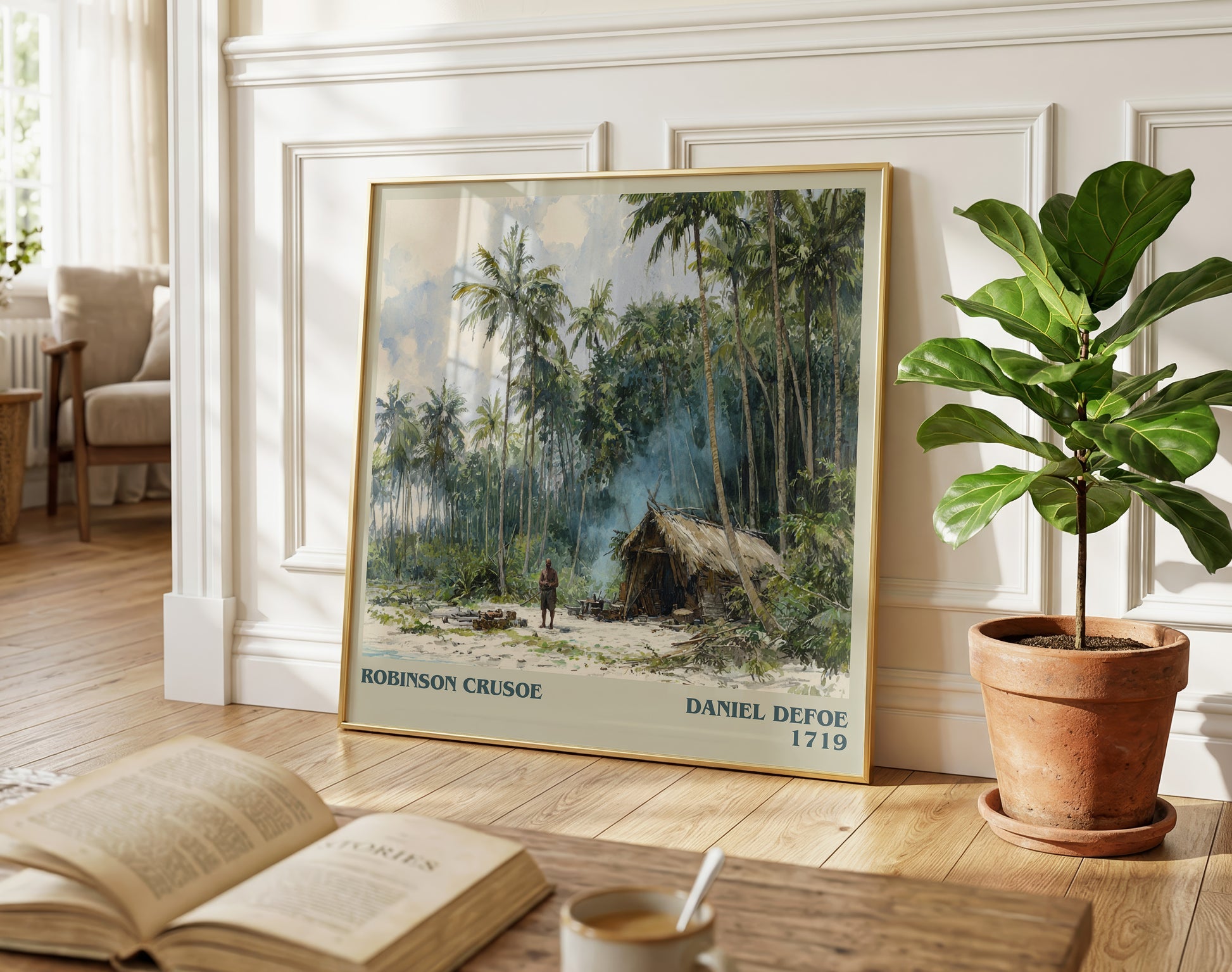 Robinson Crusoe literary poster paired in gallery wall – literary art prints