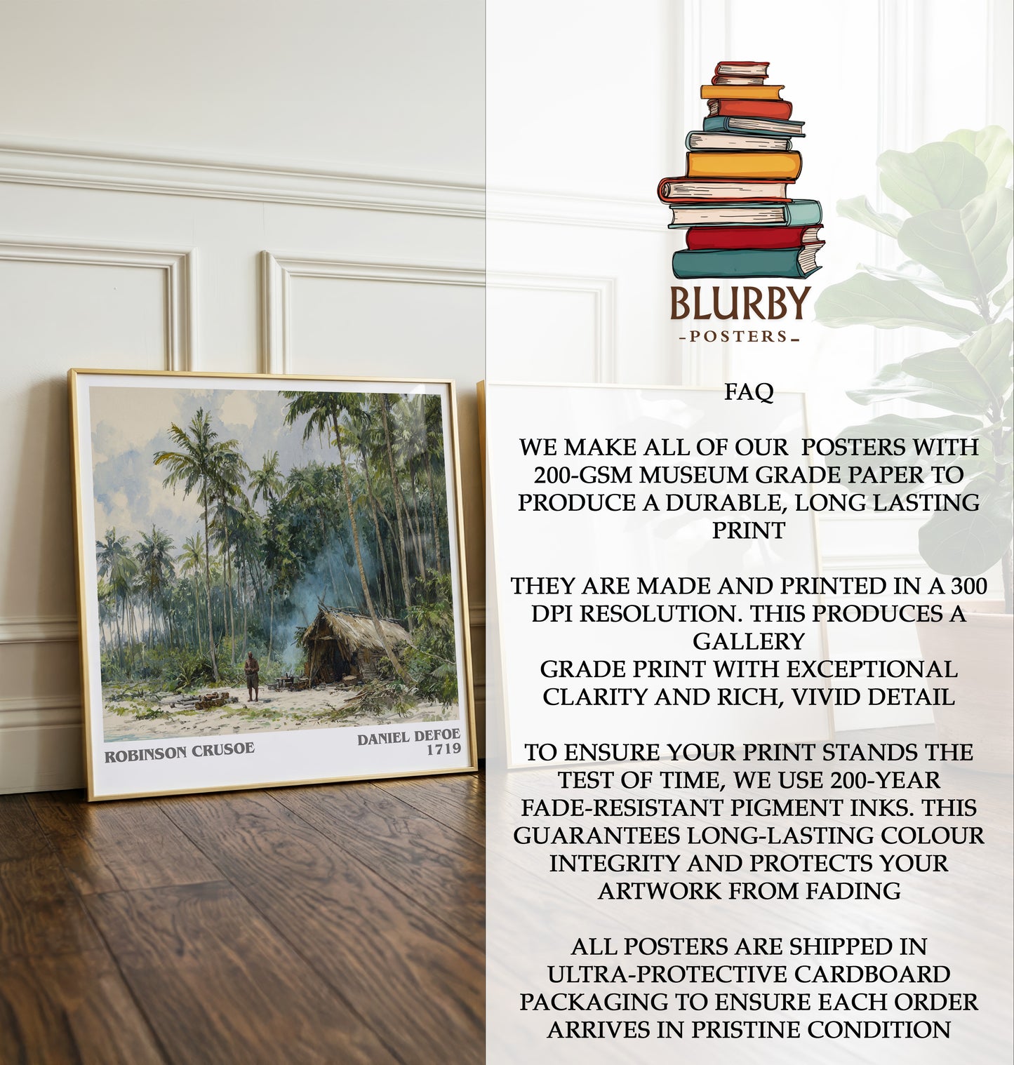 Robinson Crusoe Literary Art Print by Daniel Defoe