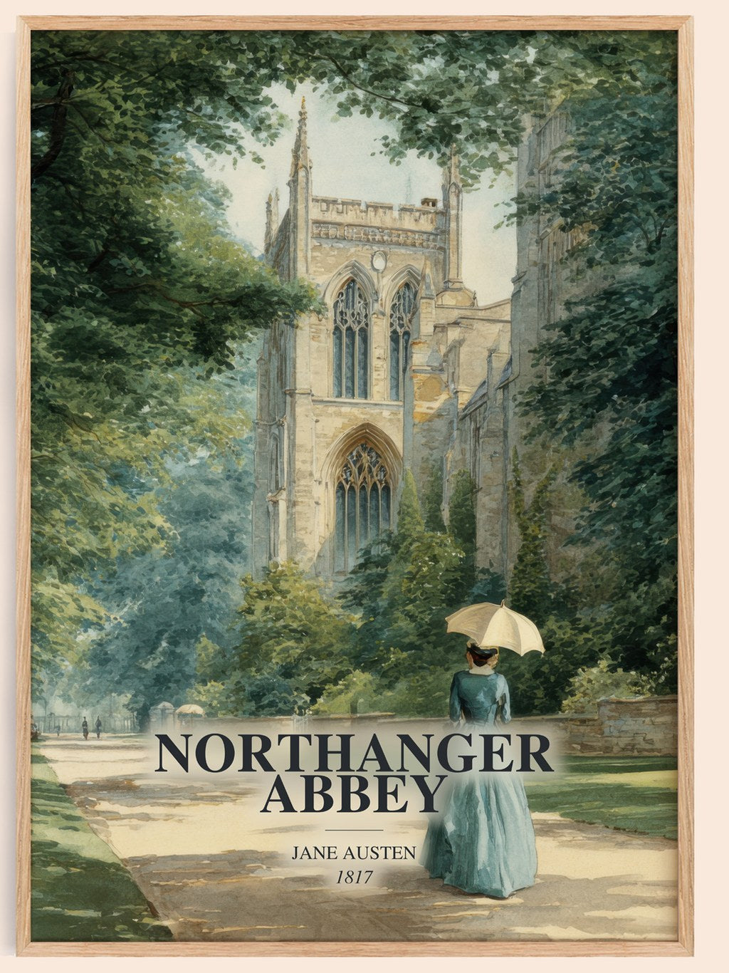 Northanger Abbey watercolour book poster by Jane Austen – framed literary art print