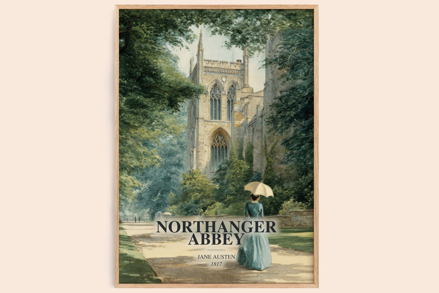 Northanger Abbey watercolour book poster by Jane Austen – framed literary art print