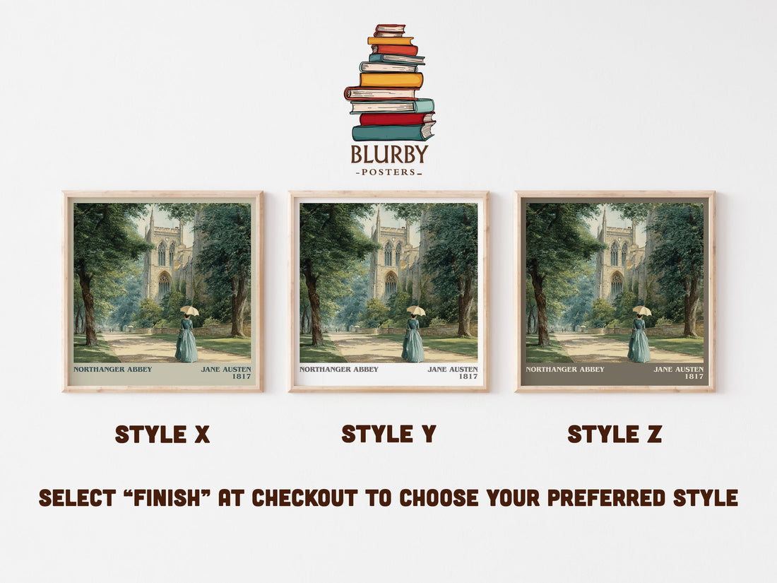 Northanger Abbey literary print in frame leaning in hallway – sci fi wall art (mockup)