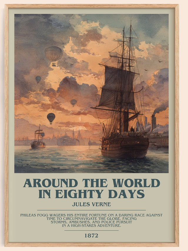 Around the World in Eighty Days Bookish Wall Art by Jules Verne