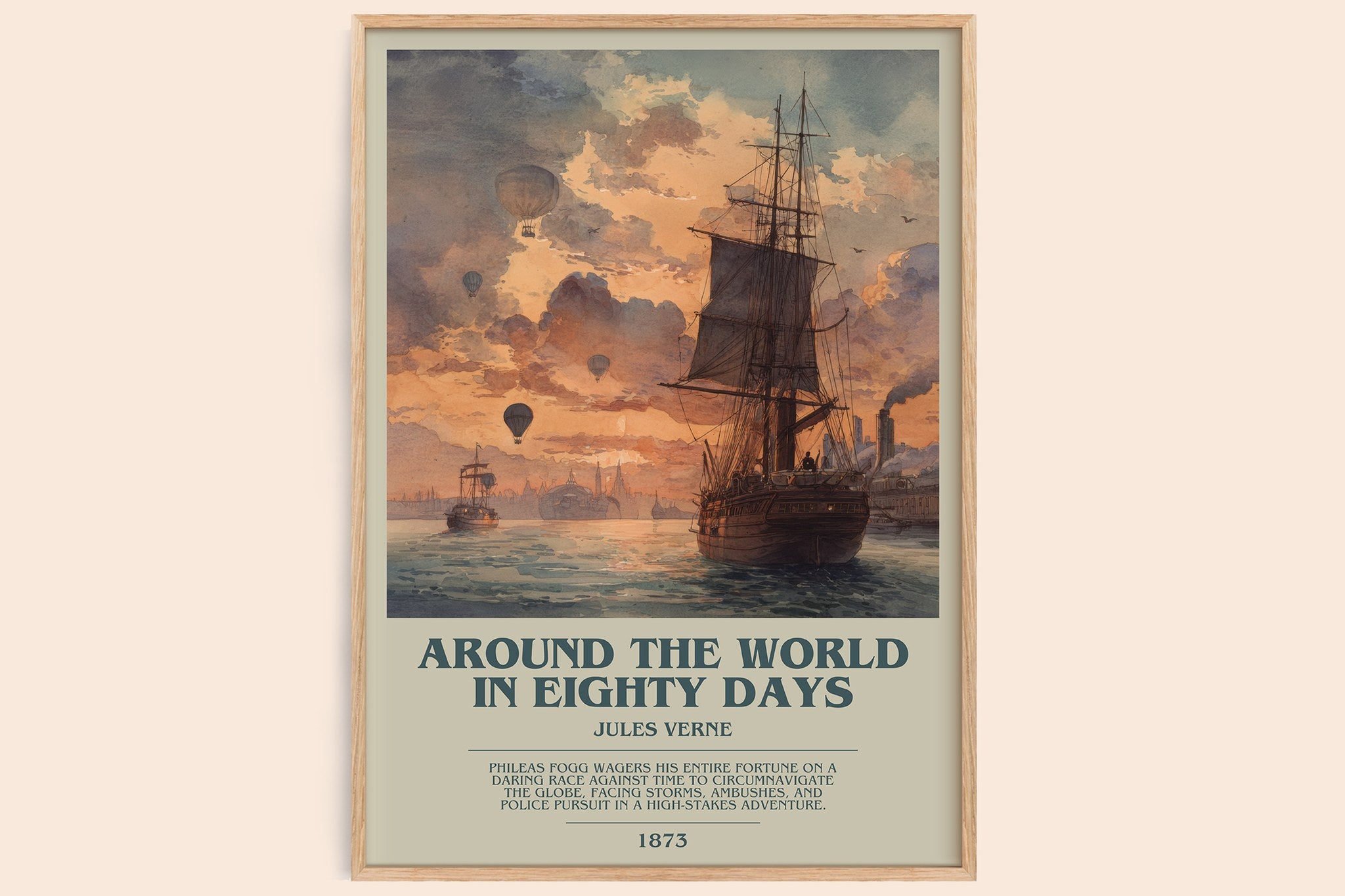 Around the World in Eighty Days Bookish Wall Art by Jules Verne