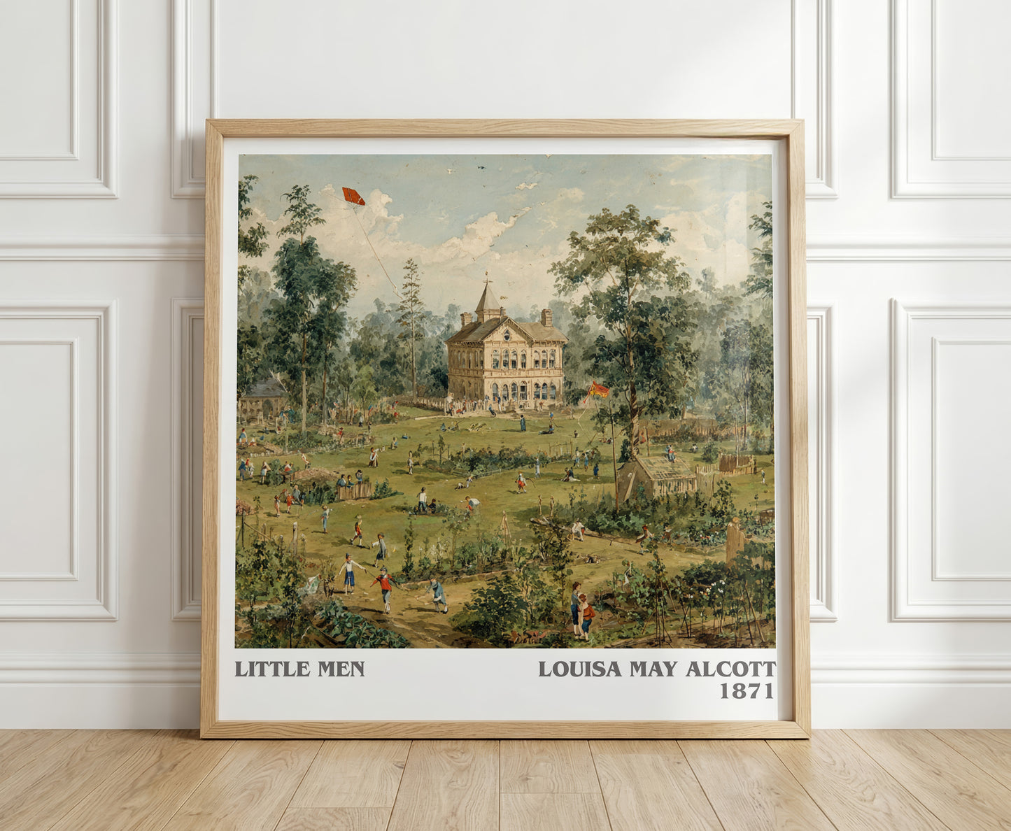 Little Men literary print in frame leaning in hallway – classic literature wall art