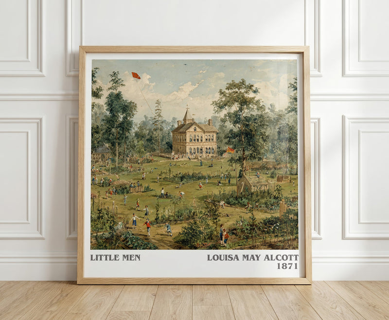 Little Men literary print in frame leaning in hallway – classic literature wall art