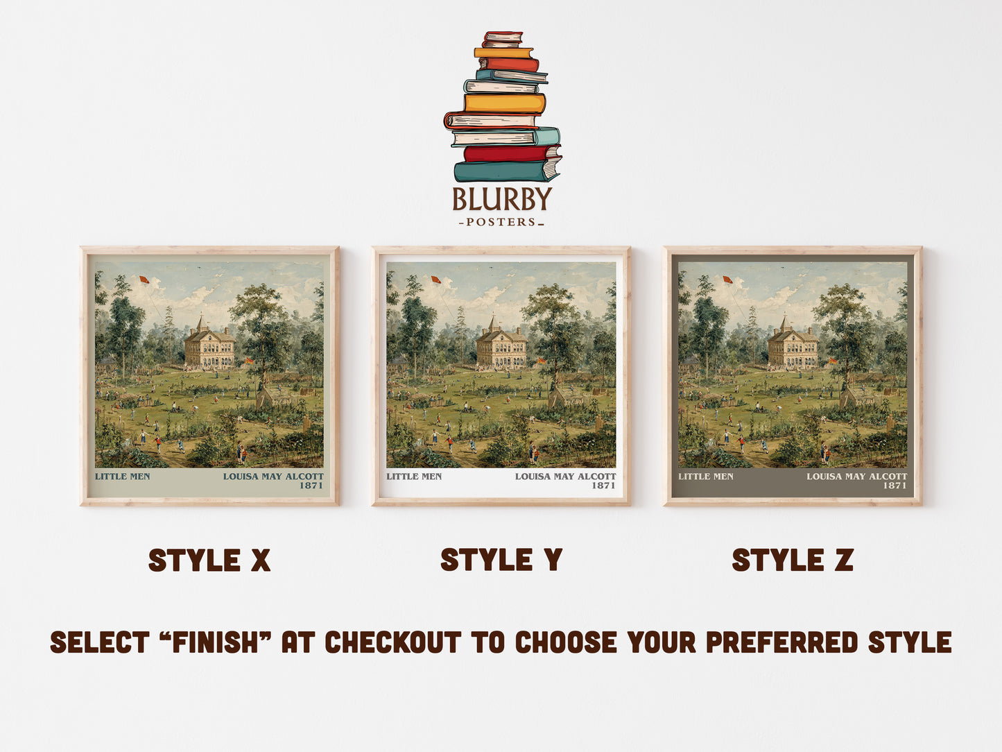 Little Men literary art print colour and style options – Louisa May Alcott book art