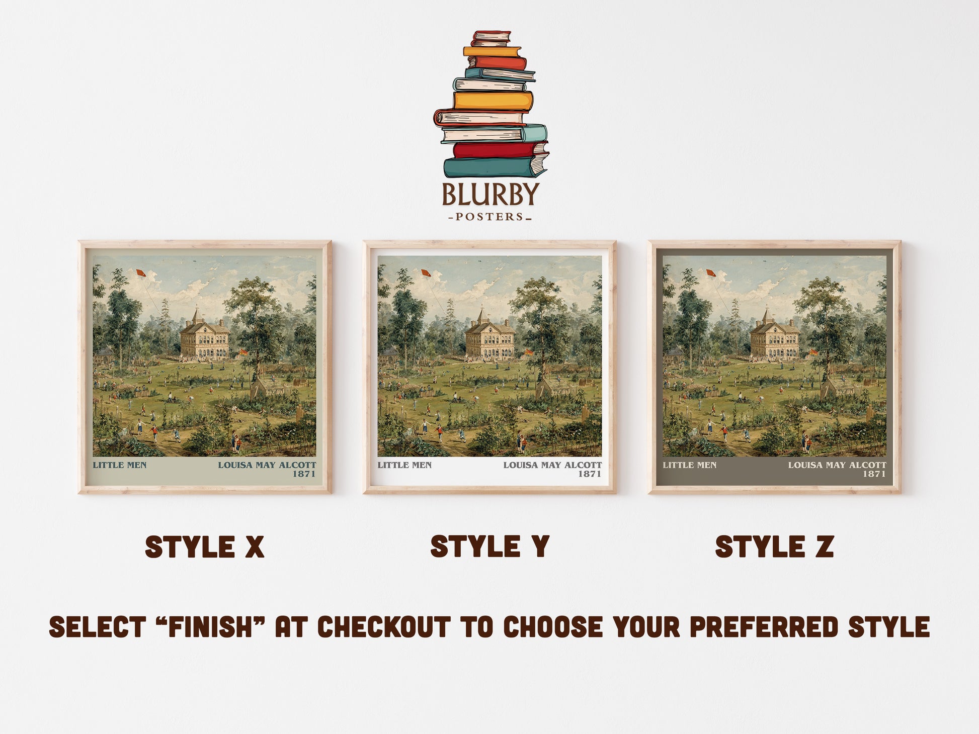 Little Men literary art print colour and style options – Louisa May Alcott book art