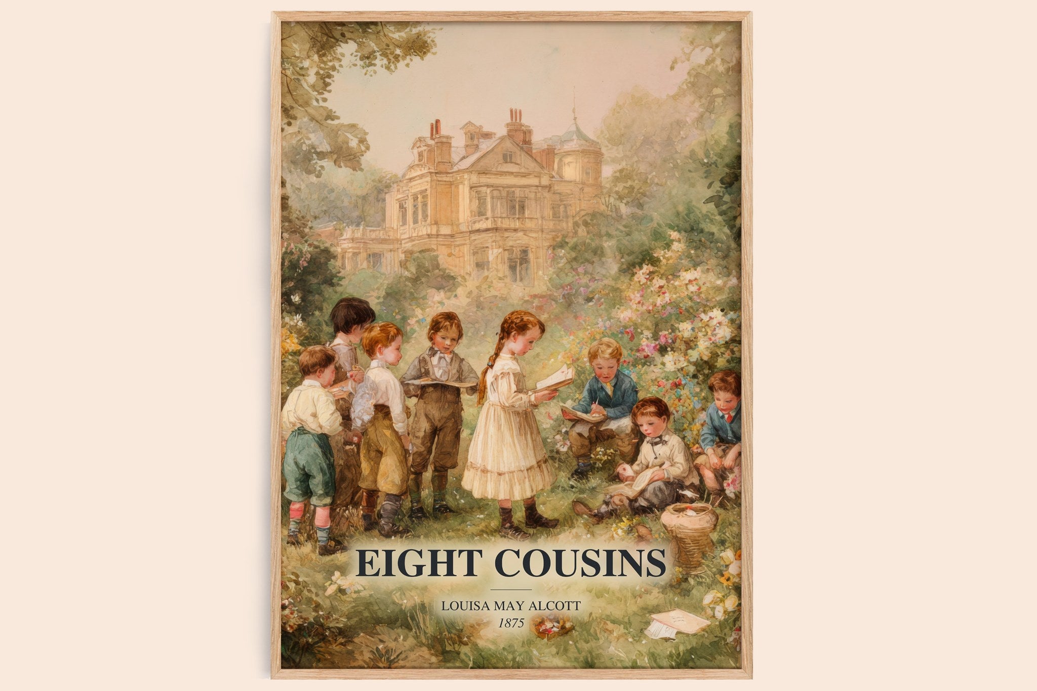 Eight Cousins Book Watercolour Illustration by Louisa May Alcott