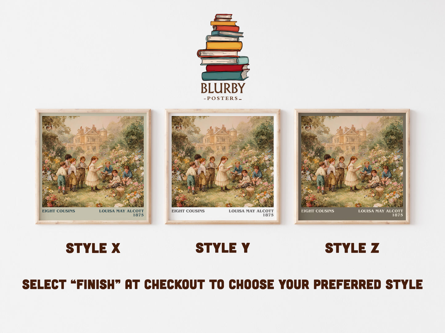 Eight Cousins literary print framed by window – literary home decor