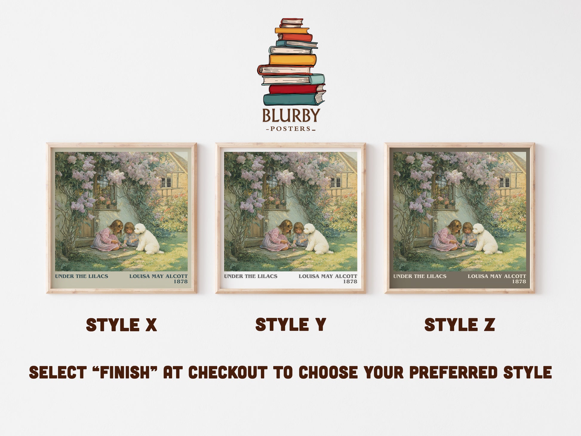 Under the Lilacs literary art print colour and style options – Louisa May Alcott book art