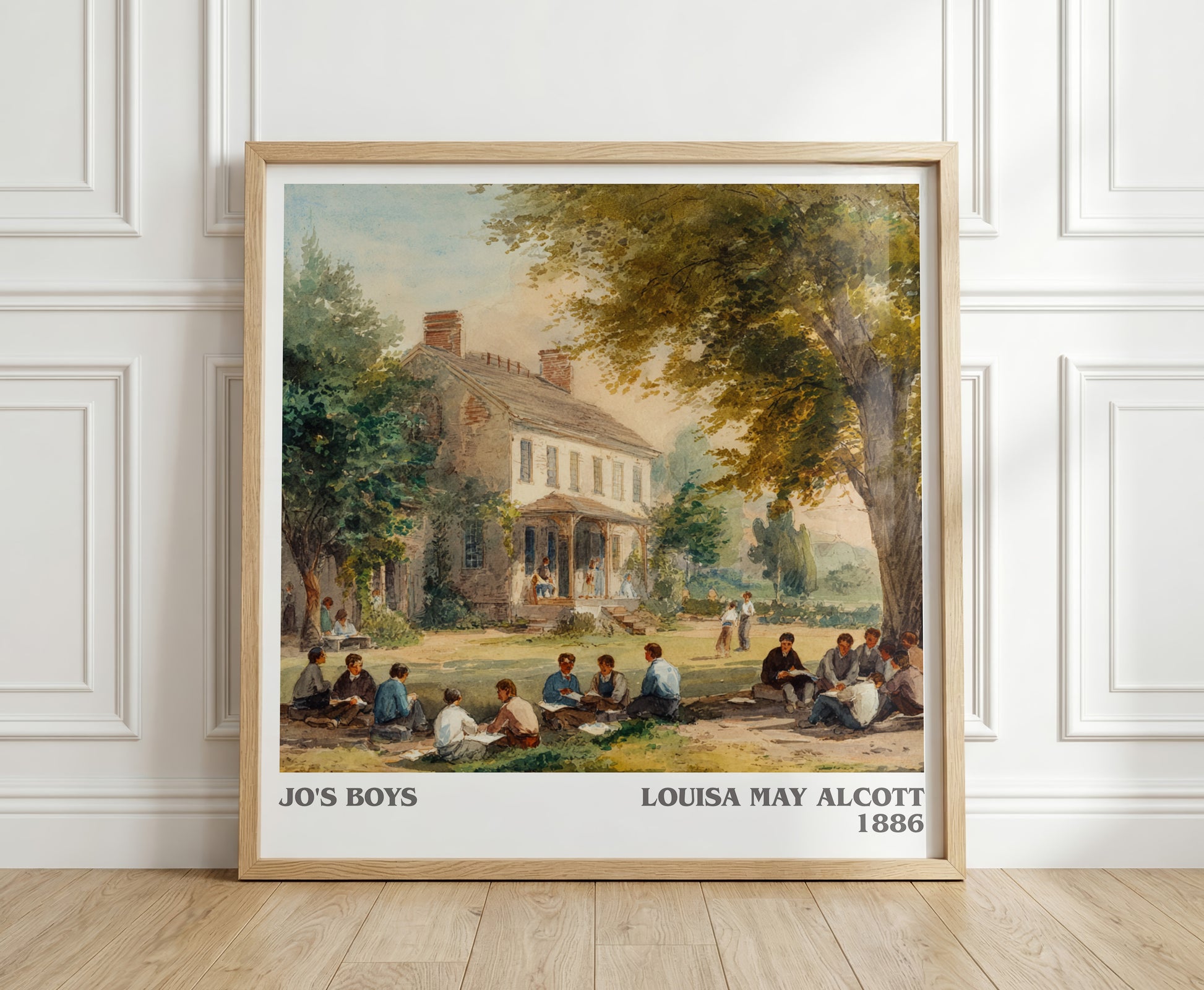 Jo's Boys literary print in frame leaning in hallway – childrens wall art