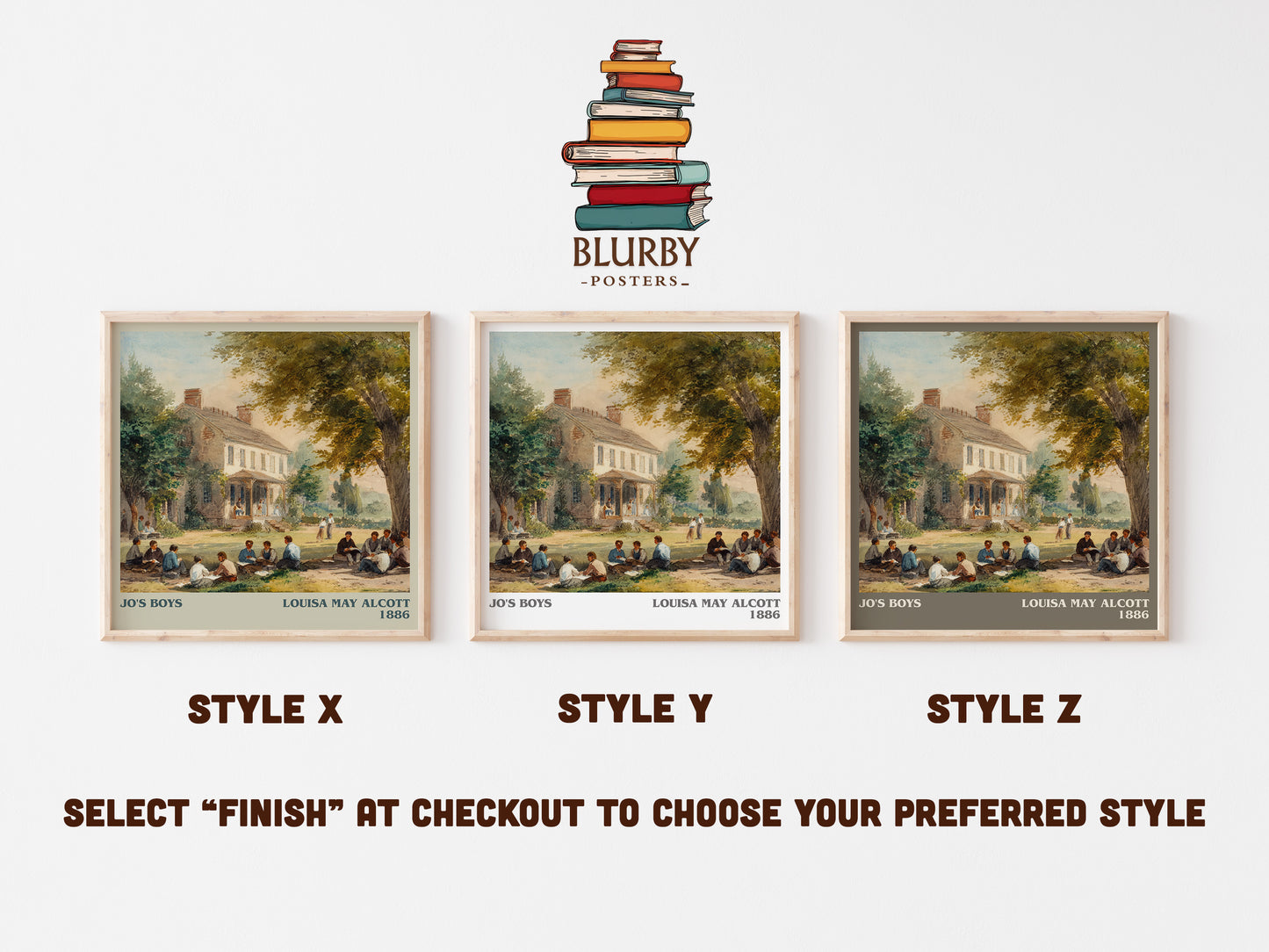Jo's Boys literary print framed by window – literary home decor