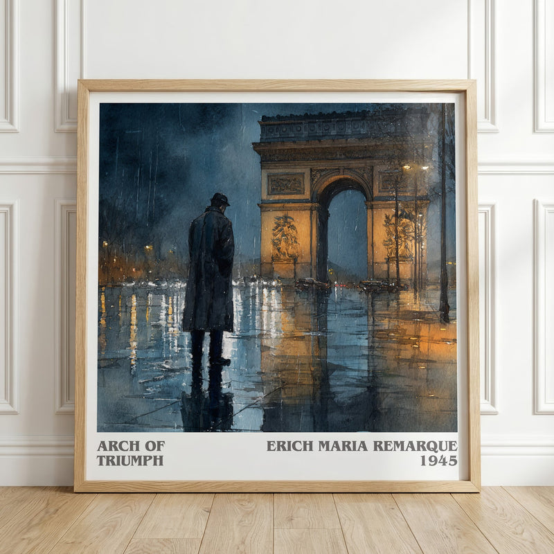 Arch Of Triumph literary print in frame leaning in hallway – classic literature wall art