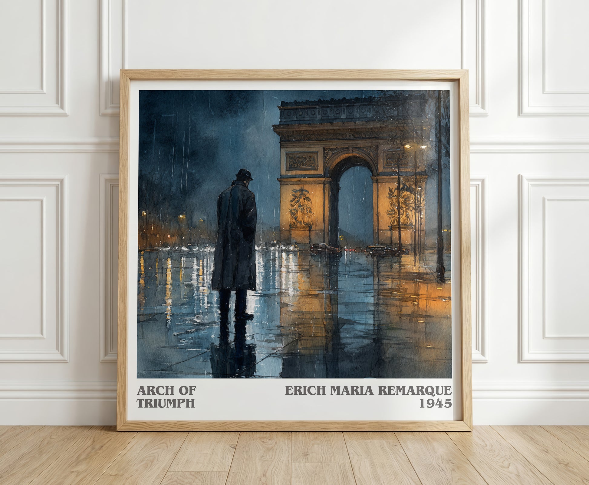 Arch Of Triumph literary print in frame leaning in hallway – classic literature wall art