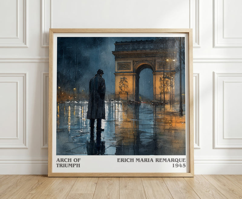 Arch Of Triumph literary print in frame leaning in hallway – classic literature wall art