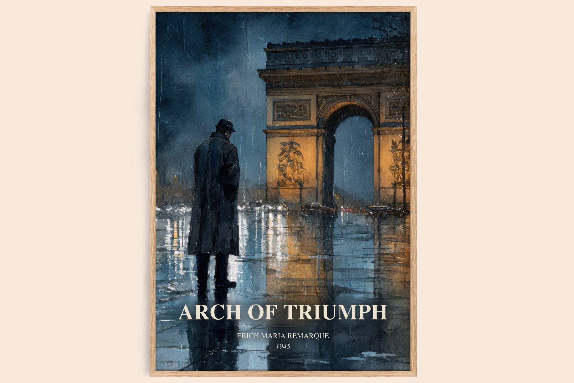 Arch Of Triumph watercolour book poster by Erich Maria Remarque – framed literary art print