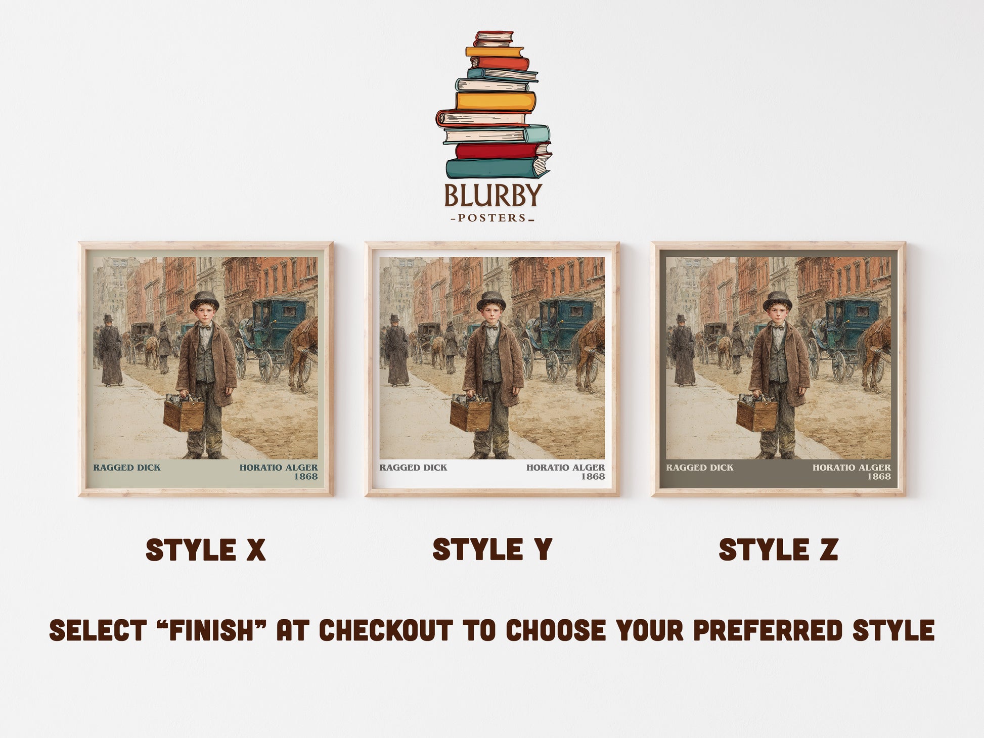 Ragged Dick literary art print colour and style options – Horatio Alger book art