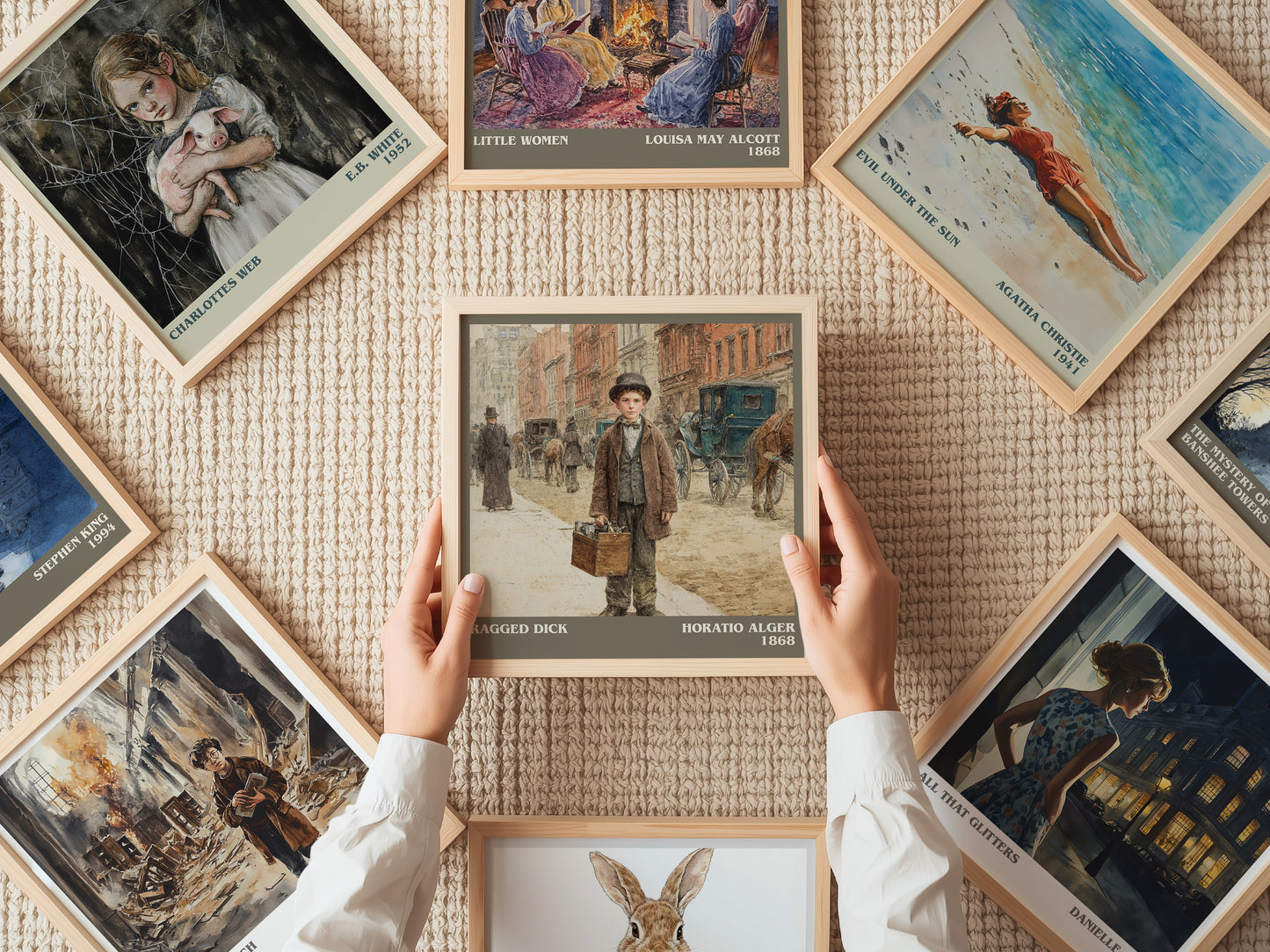 Ragged Dick literary print on bookshelf – Horatio Alger fan gift