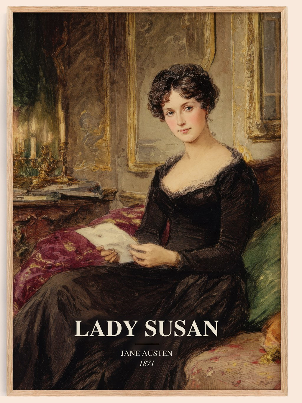 Lady Susan watercolour book poster by Jane Austen – framed literary art print