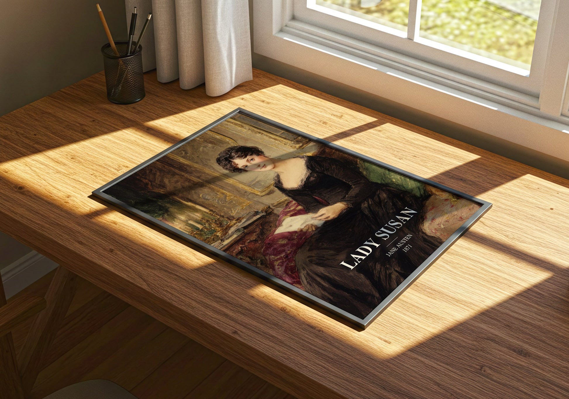 Lady Susan watercolour book poster framed on wall – classic literature wall art