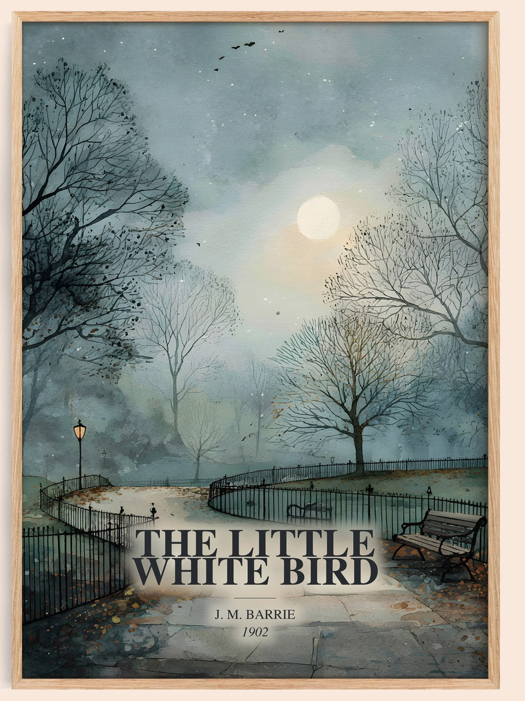 The Little White Bird watercolour book poster by J. M. Barrie – framed literary art print