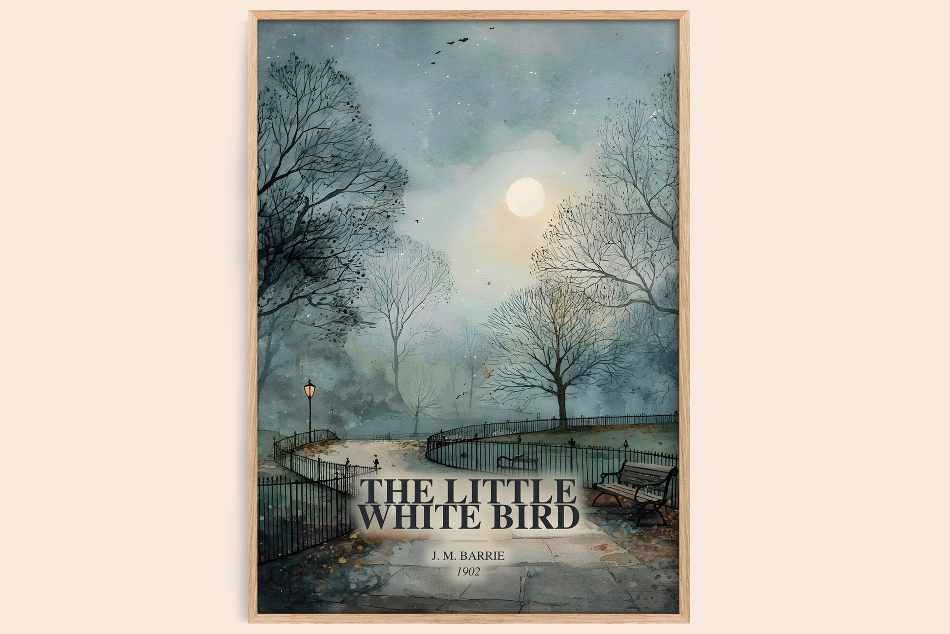 The Little White Bird watercolour book poster by J. M. Barrie – framed literary art print