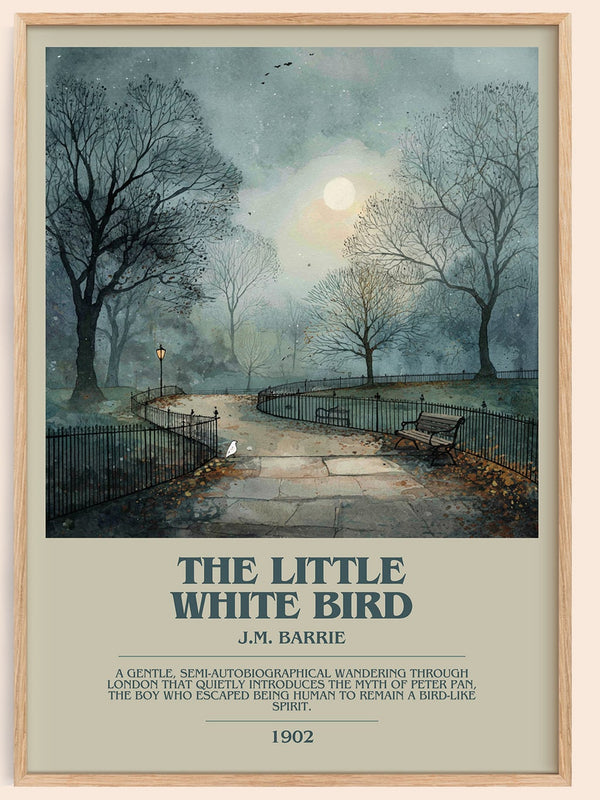 The Little White Bird bookish book poster by J. M. Barrie – framed literary art print