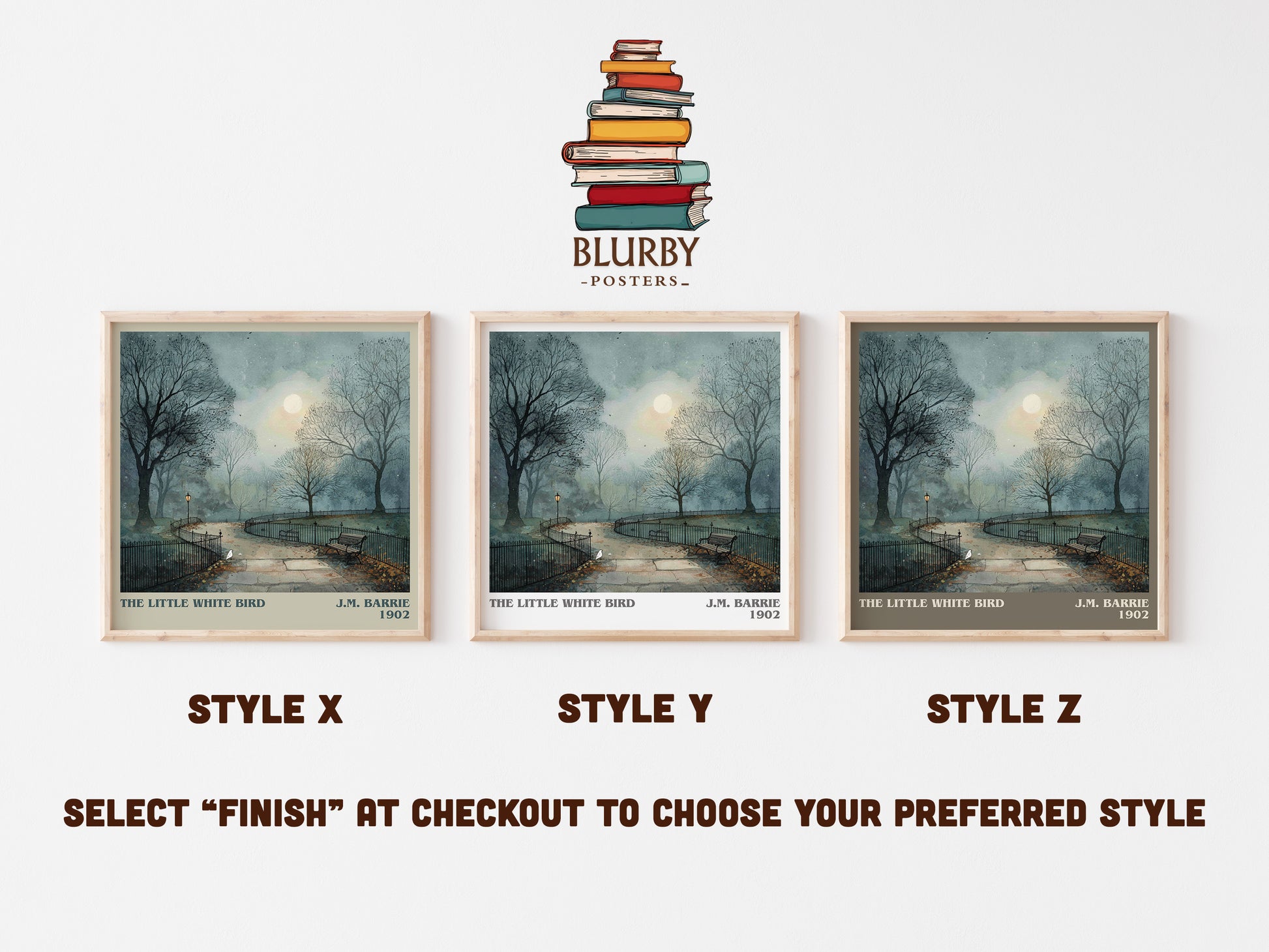 The Little White Bird literary art print colour and style options – J. M. Barrie book art